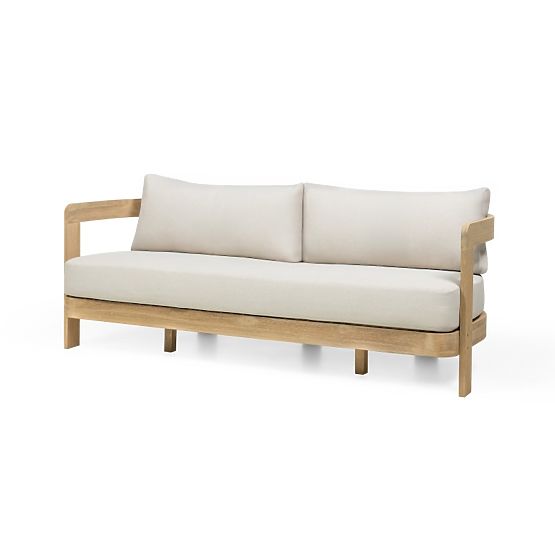 Gartenmöbel-Set Japandi Akazienholz FSC, Teak-Optik, hellbeige, abgerundet
