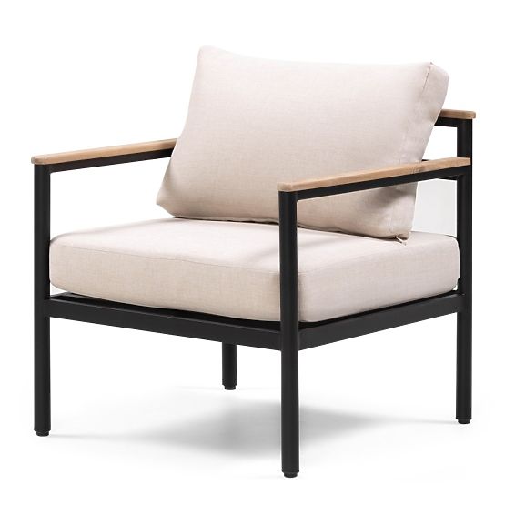 Gartenmöbel-Set Porticello, Aluminium, Akazienholz FSC, Teak-Optik, beige/schwarz