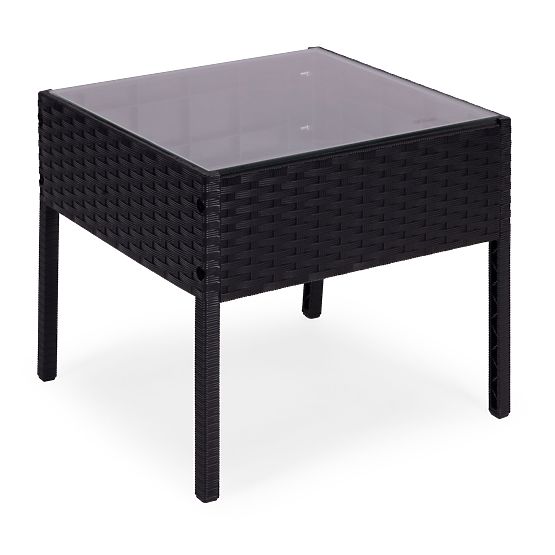 Gartenmöbelset 2 Sessel + Tisch gehärtetes Glas schwarz MultiGarden