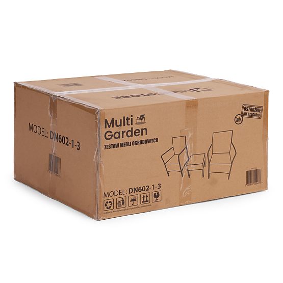 Gartenmöbelset 2 Sessel + Tisch gehärtetes Glas schwarz MultiGarden
