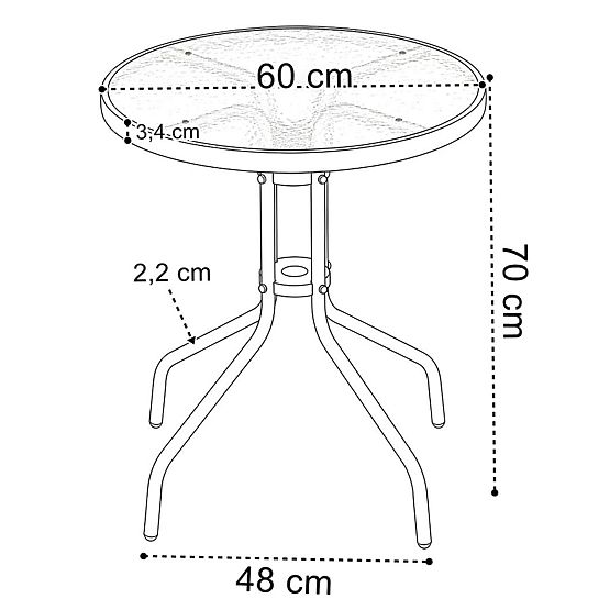 Gartenmöbelset PALMA Tisch + 2 Stühle