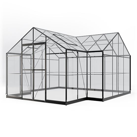 Gartenorangerie Royal Green Standard 16,6 m² mit Fundament, gehärtetes Glas 4 mm, Aluminium, schwarz