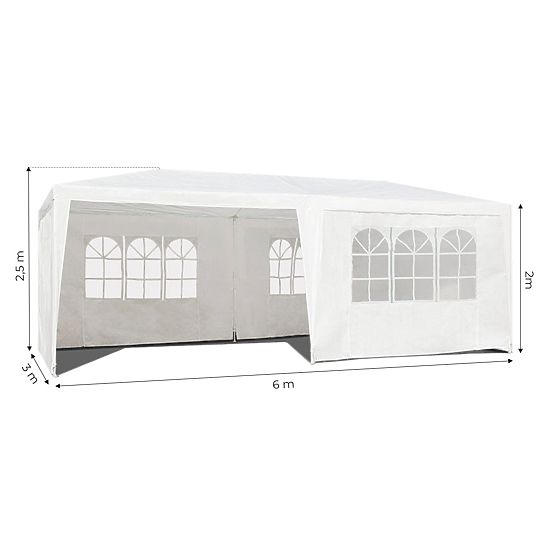 Gartenpavillon 3x6 m 6 Wände weiß MultiGarden