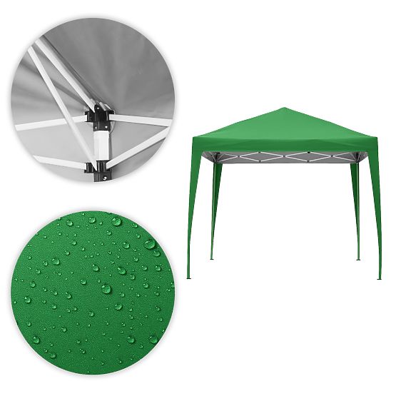 Gartenpavillon Zelt 3x3 m automatisch aufklappbar + 4 Seitenwände MultiGarden