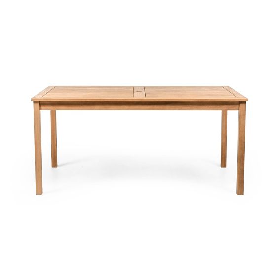 Gartenset Familis Tisch 160 cm + 6 Stühle mit verstellbaren Rückenlehnen und cremefarbenen Kissen, H