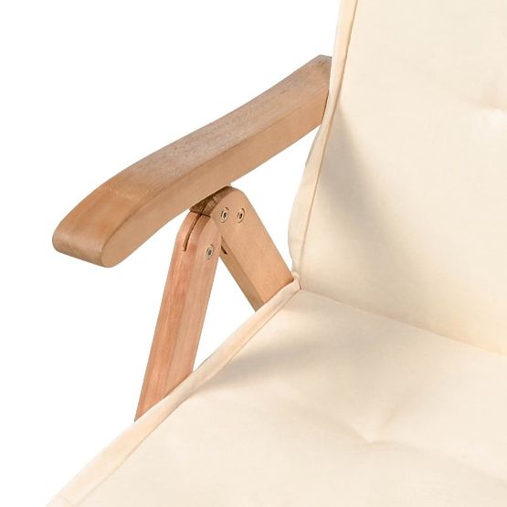 Gartenset Familis Tisch 160 cm + 6 Stühle mit verstellbaren Rückenlehnen und cremefarbenen Kissen, H