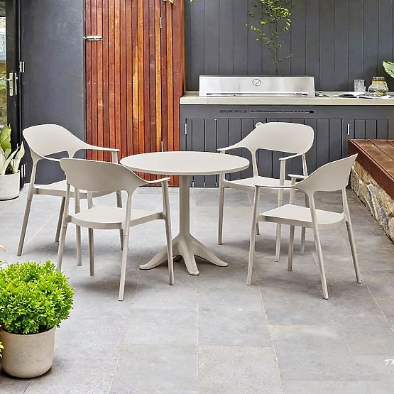Gartenset (runder Tisch + 4 Stühle) VITA beige