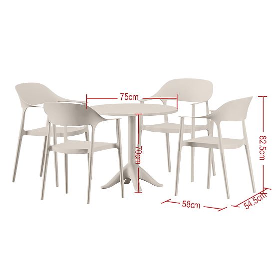 Gartenset (runder Tisch + 4 Stühle) VITA beige