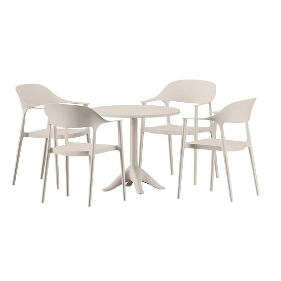Gartenset (runder Tisch + 4 Stühle) VITA beige