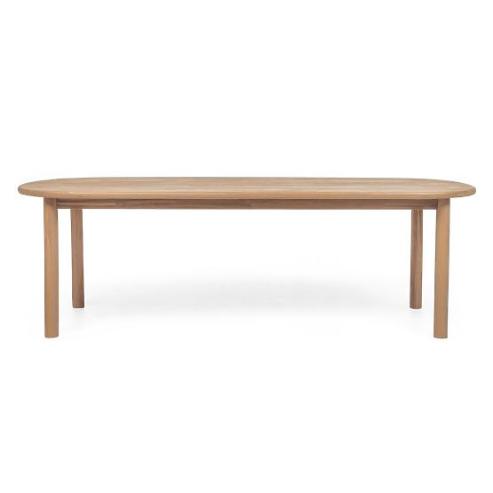 Gartenset Satori II, Tisch 240 cm + 6 Stühle, Akazienholz FSC, Teak-Optik, beige, abgerundet