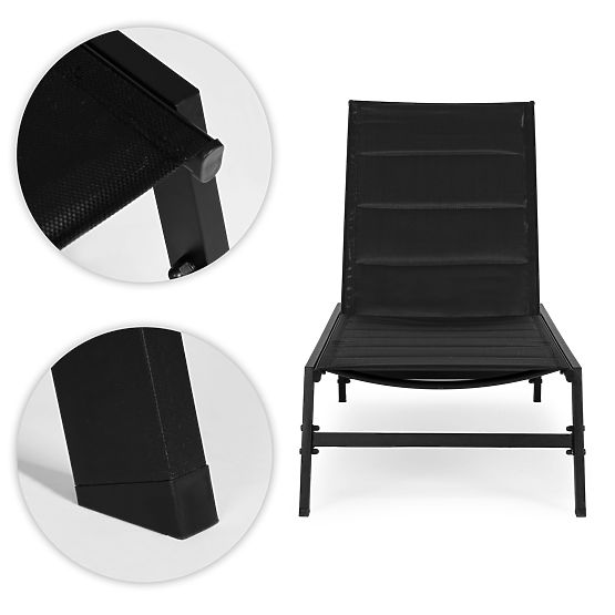 Gartenstrandliege mit verstellbarer Rückenlehne, Stahlkonstruktion, schwarz MultiGarden