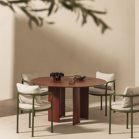 Gartenstuhl Amarello aus Aluminium, hellbeige/grün, abgerundet