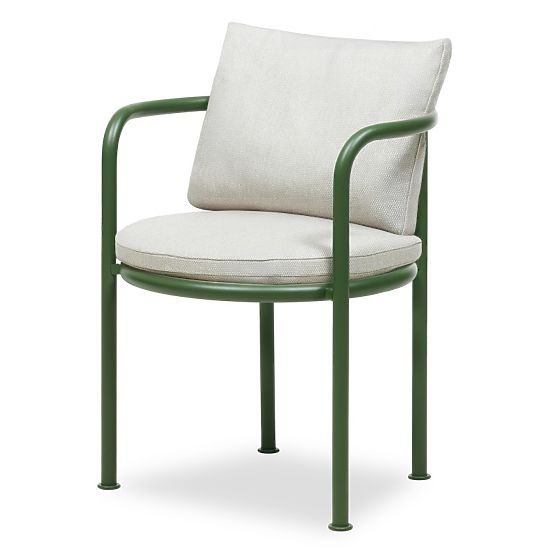 Gartenstuhl Amarello aus Aluminium, hellbeige/grün, abgerundet