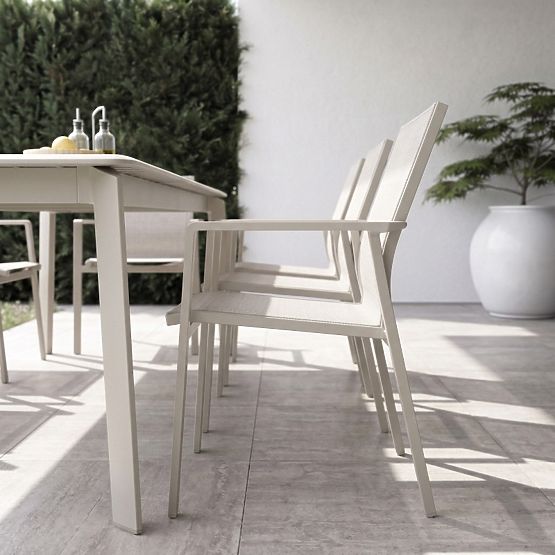 Gartenstuhl Canelli aus Aluminium, hellbeige