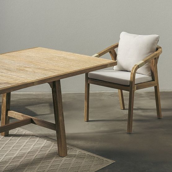 Gartenstuhl Castello mit Geflecht, Akazienholz FSC, Teak-Optik, beige