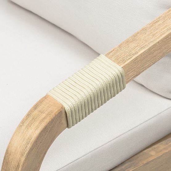 Gartenstuhl Castello mit Geflecht, Akazienholz FSC, Teak-Optik, beige