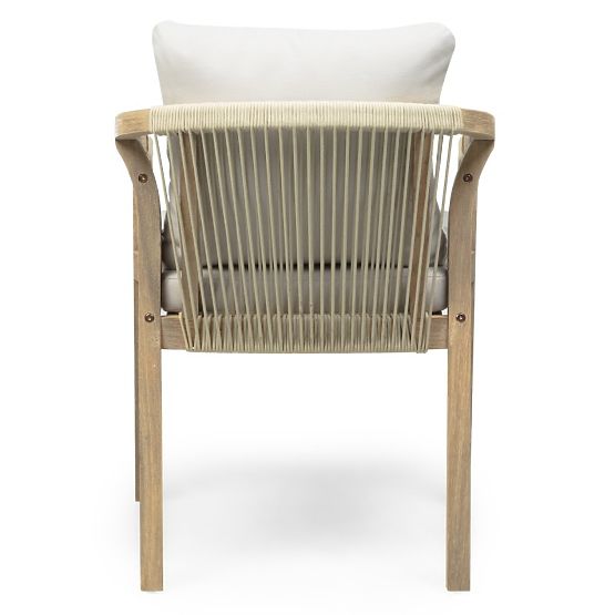 Gartenstuhl Castello mit Geflecht, Akazienholz FSC, Teak-Optik, beige