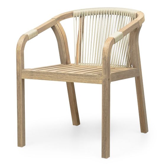 Gartenstuhl Castello mit Geflecht, Akazienholz FSC, Teak-Optik, beige