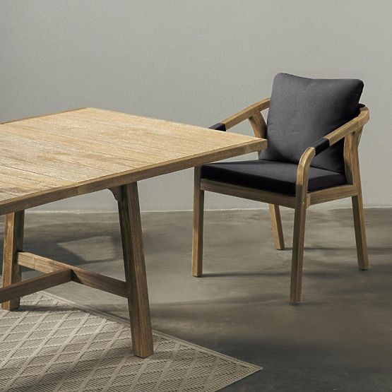 Gartenstuhl Castello mit Geflecht, Akazienholz FSC, Teak-Optik, dunkelgrau