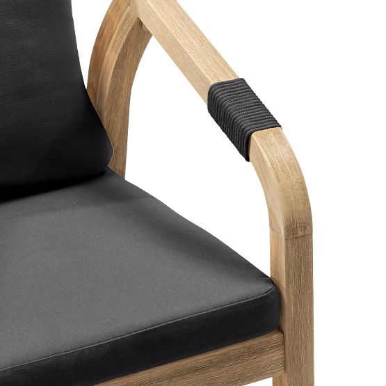 Gartenstuhl Castello mit Geflecht, Akazienholz FSC, Teak-Optik, dunkelgrau