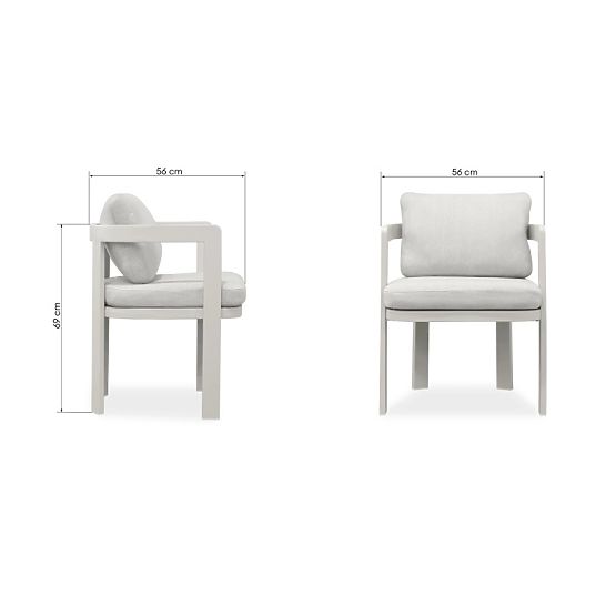 Gartenstuhl Japori aus Aluminium, hellbeige, abgerundet