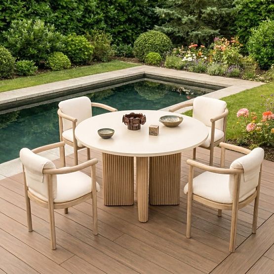 Gartenstuhl Komorebi helles Akazienholz/hellbeige, abgerundet