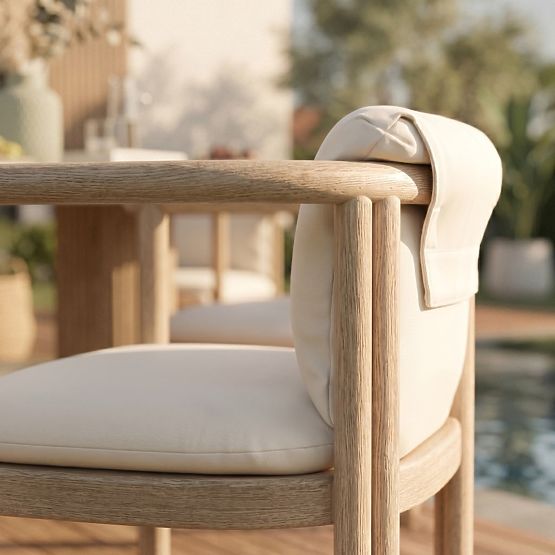 Gartenstuhl Komorebi helles Akazienholz/hellbeige, abgerundet