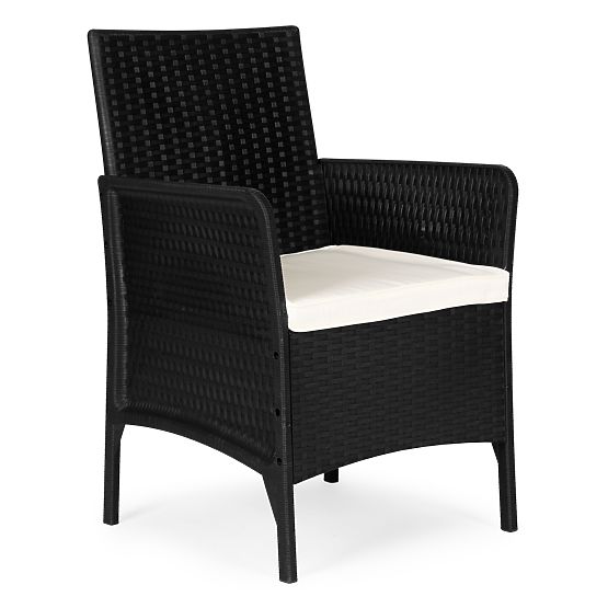Gartenstuhl mit Kissen Stuhl für Balkon Terrasse Garten schwarz MultiGarden