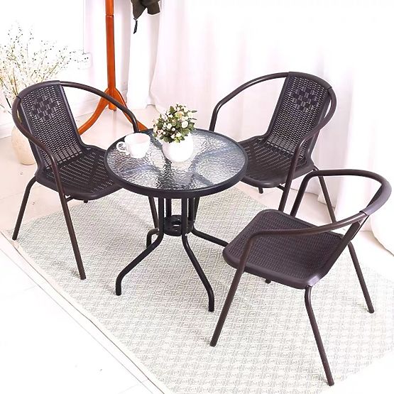 Gartentisch 60cm gehärtetes Glas Tisch für Garten Terrasse Balkon