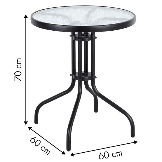 Gartentisch 60cm gehärtetes Glas Tisch für Garten Terrasse Balkon