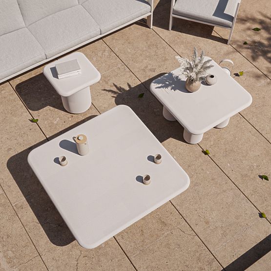 Gartentisch Vibonis 100 cm, quadratisch, zementfarben, hellbeige