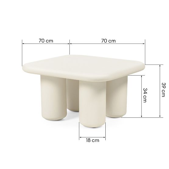 Gartentisch Vibonis 70 cm, quadratisch, zementfarben, hellbeige