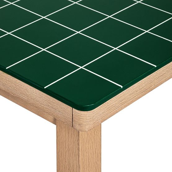 Gartentisch Wabi 200 cm mit Steinplatte, helles Akazienholz/grün, rechteckig