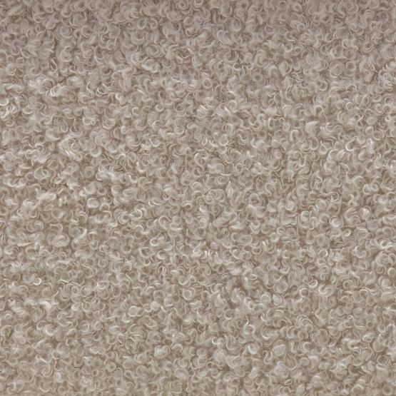 Gepolsterte Bank Loppo hellbeige, Bouclé, Nussbaum Wisconsin