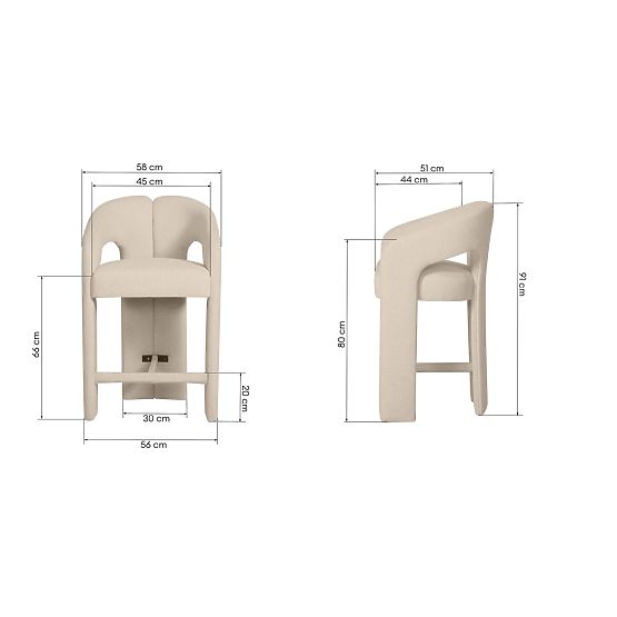 Gepolsterter Barhocker Castelo Beige