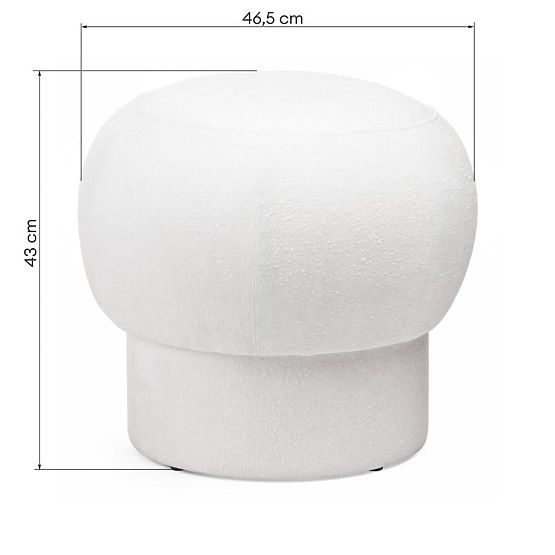 Gepolsterter Pouf Bloop, rund, weiß