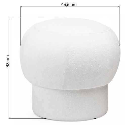 Gepolsterter Pouf Bloop, rund, weiß