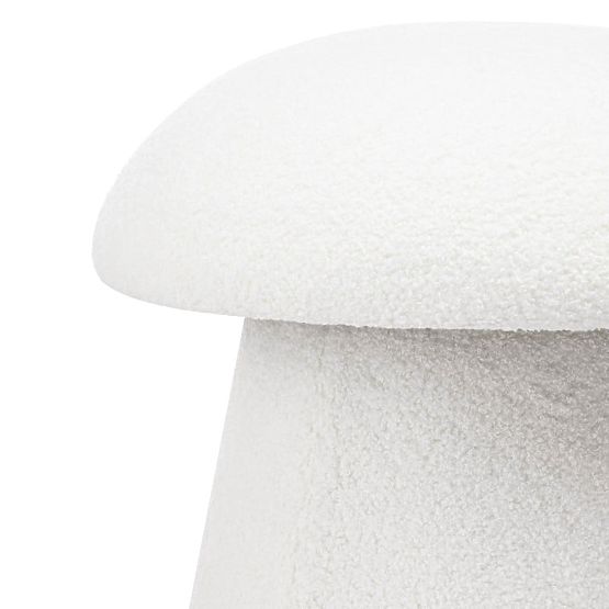 Gepolsterter Pouf Cap, weiß, Bouclé, abgerundete Formen