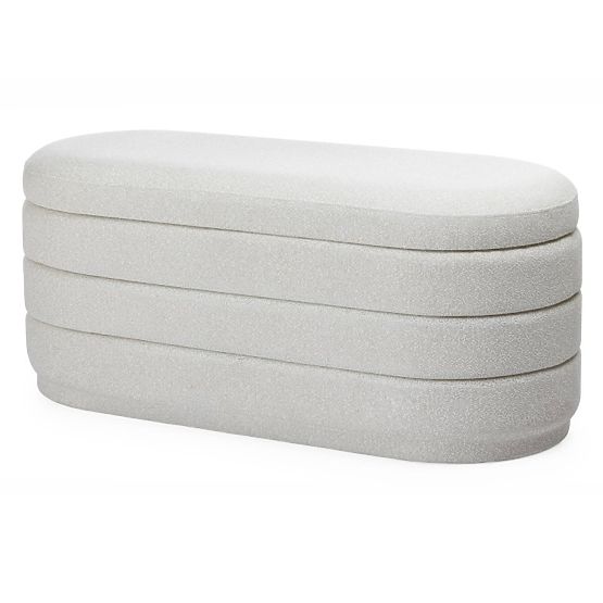 Gepolsterter Pouf Layer mit Stauraum, beige