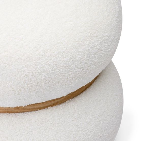 Gepolsterter Pouf Muss, rund, weiß, Bouclé