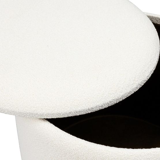 Gepolsterter Pouf Pebble, mit Stauraum, rund, weiß