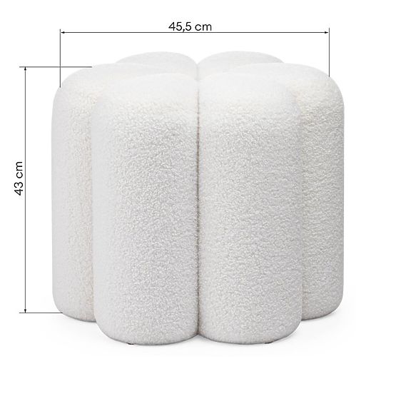 Gepolsterter Pouf Quad, weiß, Bouclé