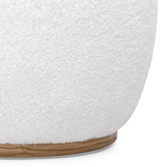 Gepolsterter Pouf Stone, weiß, runde Form