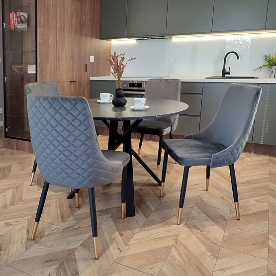 Gepolsterter Samtstuhl Vermont Velvet graphit