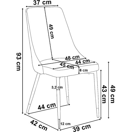 Gepolsterter Samtstuhl Vermont Velvet graphit