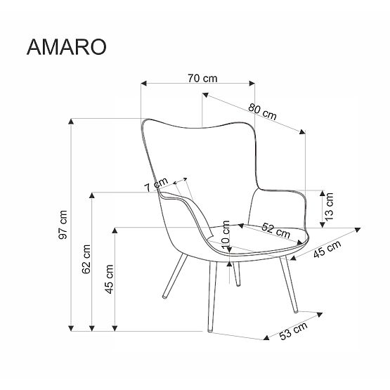 Gepolsterter Sessel AMARO - grau