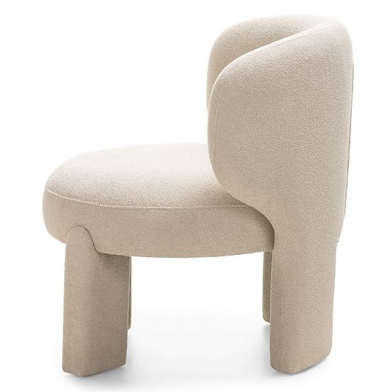 Gepolsterter Sessel Elaine beige, Bouclé, abgerundete Formen