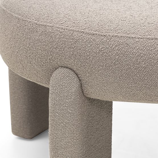 Gepolsterter Sessel Falone graubeige, Bouclé, rund