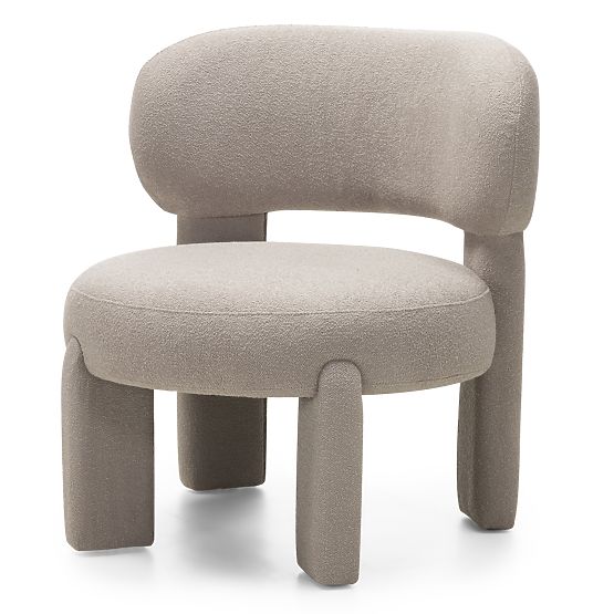 Gepolsterter Sessel Falone graubeige, Bouclé, rund