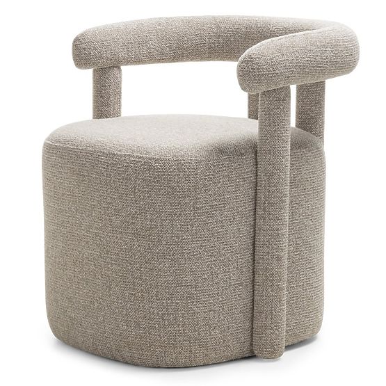 Gepolsterter Sessel Glen grau, abgerundete Formen